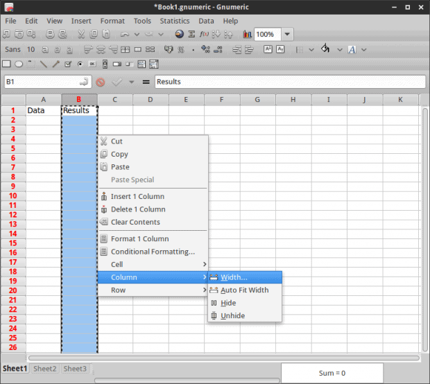 Column width