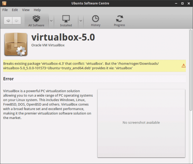 VirtualBox 5 conflict