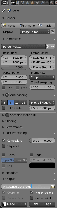 Use the properties column on the right of your workspace to configure how Blender will render your movie.