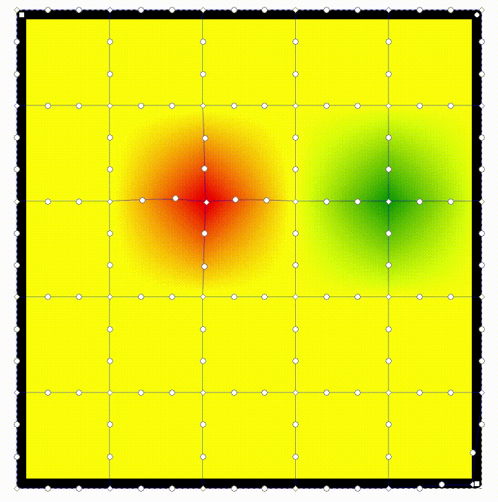 Use the handles to modify the gradient curve between nodes.