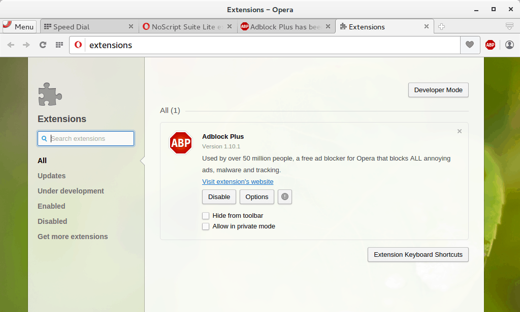opera extensions noscript