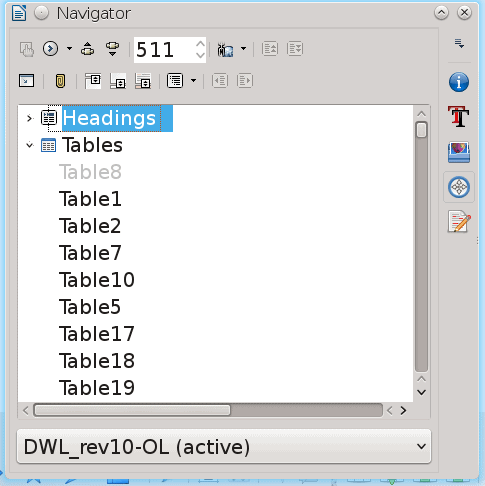 LibreOffice names inserted objects, allowing you to navigate by them.