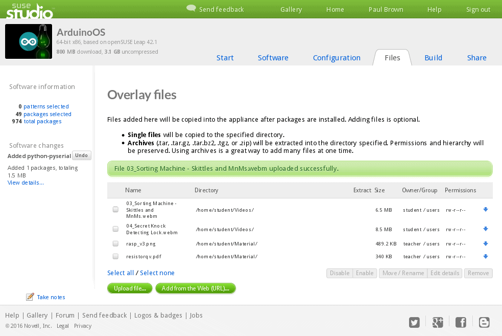 Add files you want users to have by default.