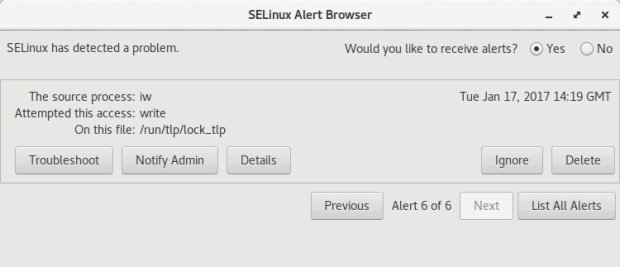 SELinux warning