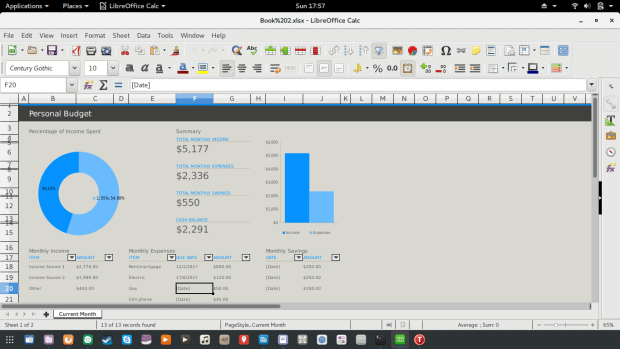 XLS file loaded in LibreOffice