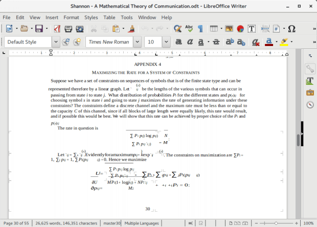 Shannon book, LibreOffice