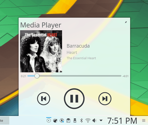 System area, music widget
