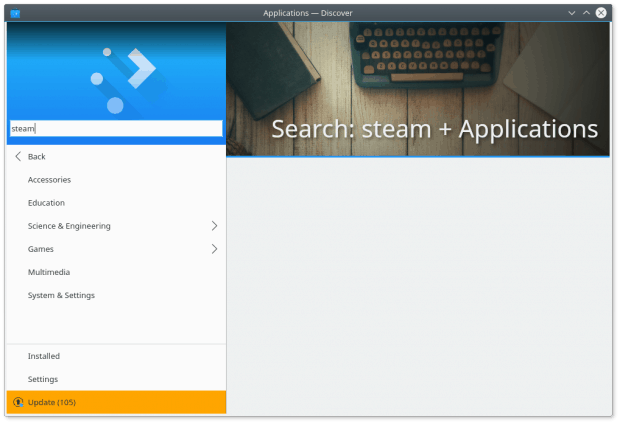 Steam, empty search under applications