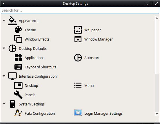 Desktop settings