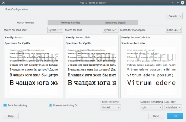 Global font settings