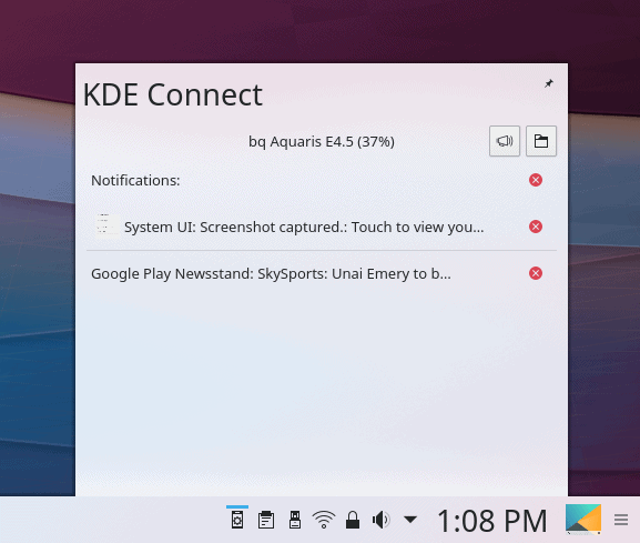 KDE Connect, notifications