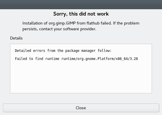 Flatpak install failed