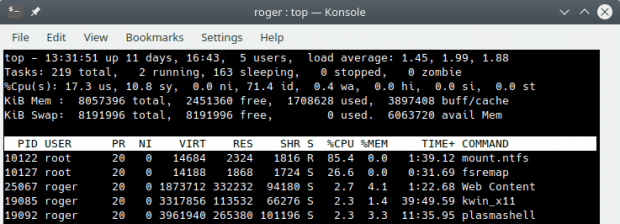 Top, NTFS operation