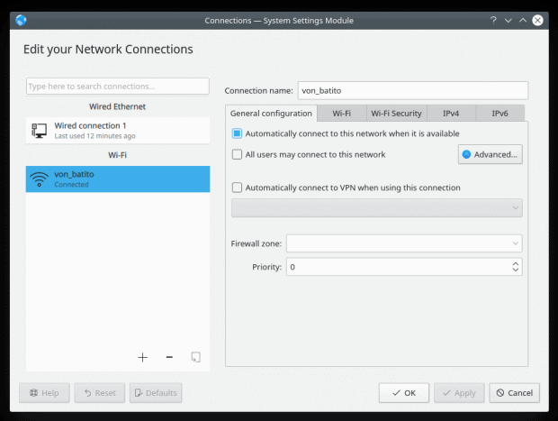 Network management, buttons shown