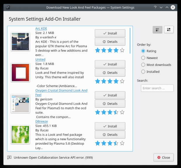 System settings, errors