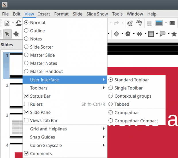 UI layout options, Impress